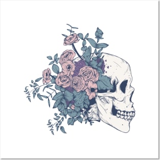 Floral Skull beauty Posters and Art